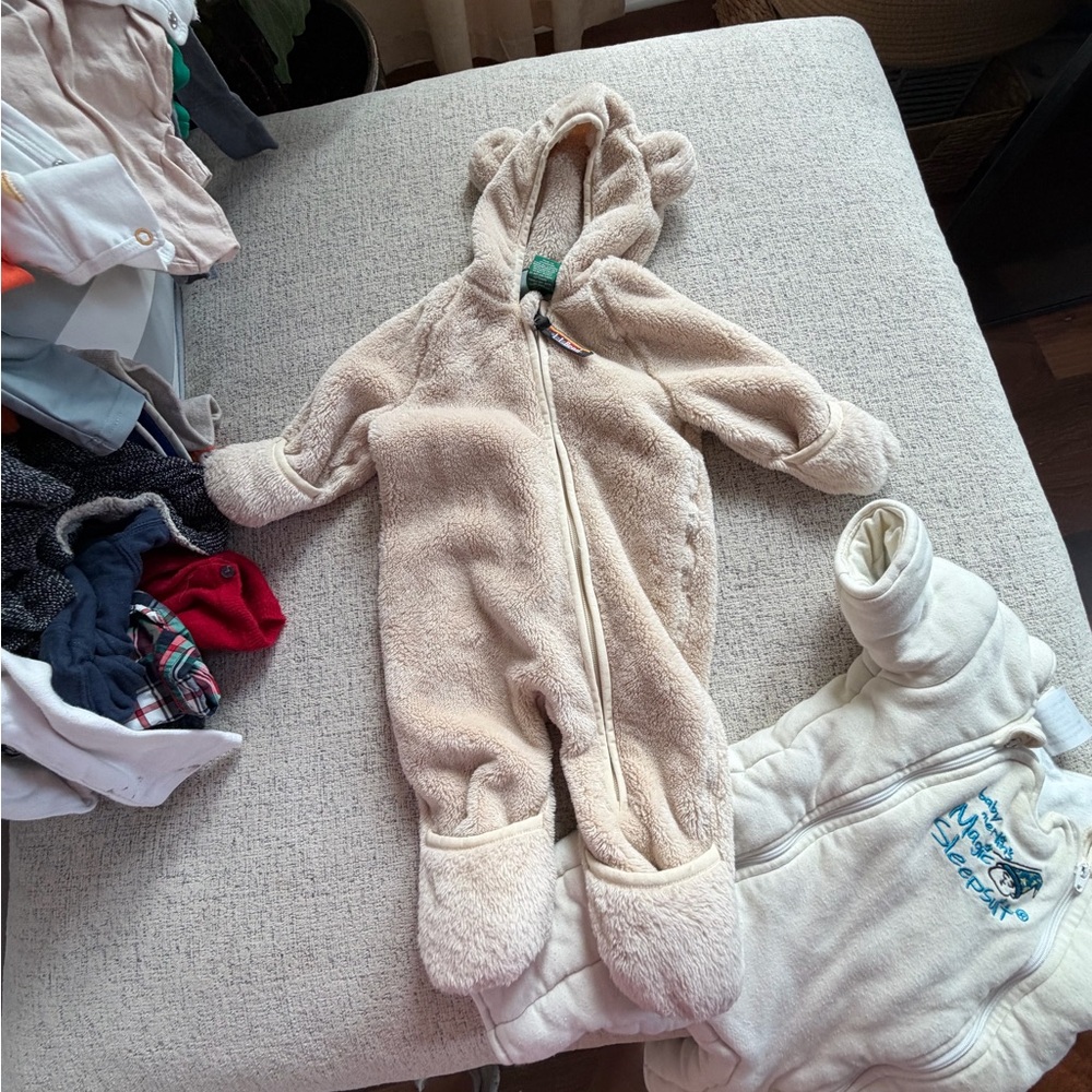 L.L. Bean Beige Kids Hooded Onesie
